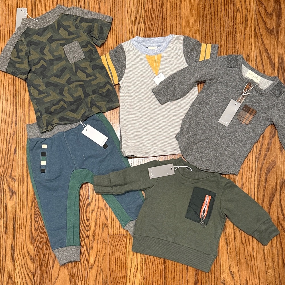Green and Gray Kids Shirt Set